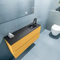 Mondiaz ada 100 cm toiletmeubel ocher. Lex wastafel urban rechts 1 kraangat