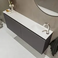 Mondiaz ture 120 cm toiletmeubel dark grey. Eden wastafel talc rechts 1 kraangat