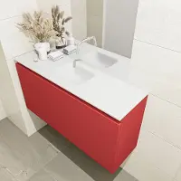 Mondiaz olan 100 cm toiletmeubel fire. Lex wastafel talc midden geen kraangat