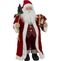 COSY&TRENDY Kerstman decoratie pop/kerstpop beeld staand 46 cm - Kerstversiering beelden/poppen - Kerstmannenpoppen