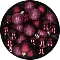 COSY&TRENDY Cosy & Trendy Kerstballen - 60x - aubergine roze - kunststof - mat - glans - glitter - onbreekbaar