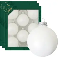 Krebs Kerstballen - 24x - satijn wit - glas - mat - 7 cm - Kerstversiering/kerstdecoratie