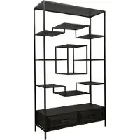 Ptmd collection PTMD Lixly Black wood iron frame open cabinet