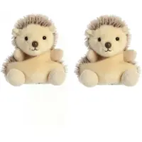 Aurora multipak van 2x stuks pluche dieren knuffels egel van 13 cm - Knuffeldier