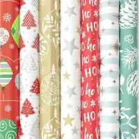 Benza Kerstmis kerstpapier - cadeaupapier - inpakpapier voor kerstmis - K649 - 2 meter x 70 cm - 7 rollen