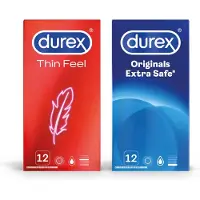 Durex - 24 stuks Condooms - Thin Feel 1x12 stuks - Extra Safe 1x12 stuks - Voordeelverpakking