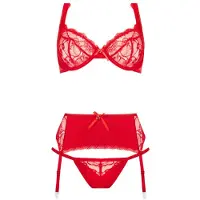 Christine le Duc - 3-delige Bh-set Marzia rood - L/XL
