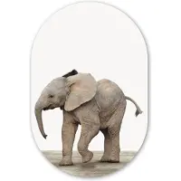 MuchoWow Muurovaal 60x90 cm - Ovale wanddecoratie Baby olifant - Dieren - Olifant - Kinderen - Meiden - Jongens - Ovalen schilderij - Muurdecoratie woonkamer - Kamer decoratie - Schilderijen - Wandcirkel