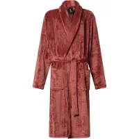 Lunatex - dames badjas - coral fleece - roodbruin - S/M