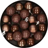 COSY&TRENDY Cosy & Trendy Kerstballen - 20 st - kunststof - mat-glas-glitter - donkerbruin - 3 cm