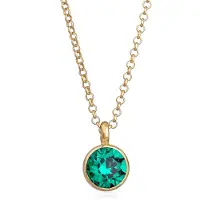 Elli - Halsketting - Dames Solitaire Hanger Basis Elegant met Glaskristal in 925 Sterling Zilver Verguld - Dames