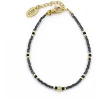 CO88 Collection 8CB-91156 Kralenarmband met Miyuki Kralen - Petrol - 16+3cm - Goudkleurig Slot