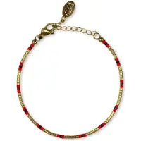 CO88 Collection CO88 Collcetion 8CB-91164 Kralenarmband met Miyuki Kralen - 16+3cm - Rood - Goudkleurig