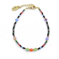 CO88 Collection 8CB-91143 Kralenarmband met Miyuki Kralen - Multi Kleuren - 16+3cm - Goudkleurig Slot