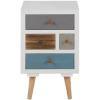 Hioshop Thijs nachtkastje wit met 4 lades.