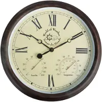 Esschert Design Wandklok Met Thermometer En Luchtvochtigheidmeter Voor Buiten 38 Cm - Weerstations