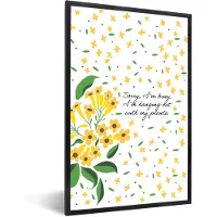 PosterMonkey Fotolijst incl. Poster - Bloemen - Sorry I'm busy I'm hanging out with my plants - Spreuken - Quotes - 60x90 cm - Posterlijst