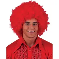 Funny fashion PRUIK DISCO AFRO ROOD vestelbare maat