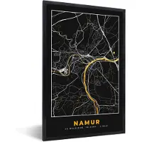 PosterMonkey Fotolijst incl. Poster - Namur - Goud - Kaart - Stadskaart - Plattegrond - 60x90 cm - Posterlijst