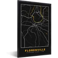 PosterMonkey Fotolijst incl. Poster - Florenville - Kaart - Plattegrond - Gold - Stadskaart - 80x120 cm - Posterlijst