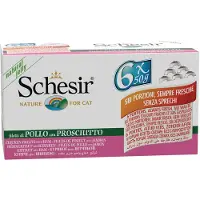 Schesir 8x Kattenvoer Kipfilet - Ham 6 x 50 gr