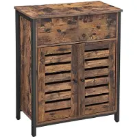 Vasagle WsAJ Home, zijkast, dressoir met plank en lade, met lamellen deurenindustrieel ontwerp, vintage bruin-zwart LSC86BX