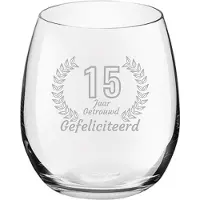 Royal Leerdam Gegraveerde Drinkglas 39cl Gefeliciteerd 15 jaar getrouwd