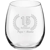 Royal Leerdam Gegraveerde Drinkglas 39cl Papa + mama 15 jaar getrouwd