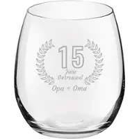 Royal Leerdam Gegraveerde Drinkglas 39cl Opa + Oma 15 jaar getrouwd