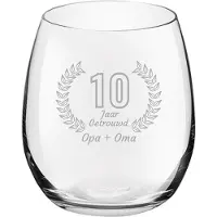 Royal Leerdam Gegraveerde Drinkglas 39cl Opa + Oma 10 jaar getrouwd