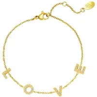 Yehwang Armband Love Goud | Sieraden | Stainless Steel | Zirkonia | Rvs | 16 cm | Vrouwen |