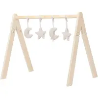 Jollein - Babygym Speeltjes - Baby Speelgoed Hangers - Hout & Polyester - Moon - Nougat