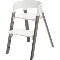 Stokke Steps Stoel - Beech Wood - White Seat/Hazy Grey Legs