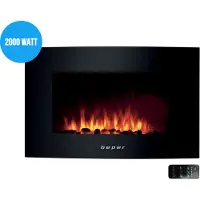 Beper Elektrische kachel RI.503, 2000W, 5 standen, 3D-vlam, wandmontage, weektimer, afstandsbediening, zwart