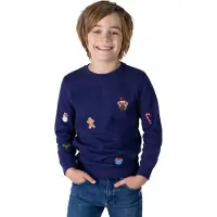 Opposuits kerstsweater X-Mas Icons met all over print donkerblauw All over print - maat 98/104