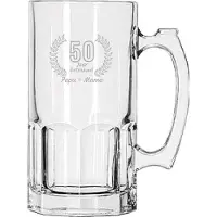 Libbey Gegraveerde Bierpul 1ltr Papa + mama 50 jaar getrouwd