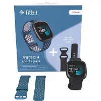 Fitbit Pack Montre connectée Versa 4 Noir + Bracelet + 6 mois Premium