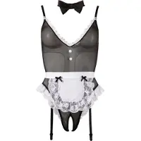 Cottelli collection - Lingerie body - Sexy kamermeisje - Zwart - XL