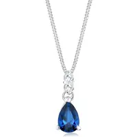 Elli - Halsketting - Dames Drop met Saffierblauwe Zirkonia Krisal in 925 Sterling Zilver - Dames