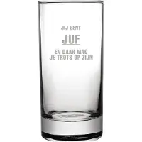Fusion Gegraveerde longdrinkglas 28,5cl Jij bent Juf en daar mag je trots op zijn
