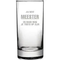 Fusion Gegraveerde longdrinkglas 28,5cl Jij bent Meester en daar mag je trots op zijn