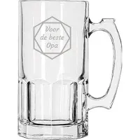 Libbey Gegraveerde Bierpul 1ltr voor de beste Opa in hexagon