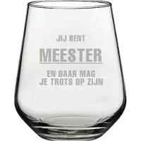 Pasabahce Gegraveerde Drinkglas 42,5cl Jij bent Meester en daar mag je trots op zijn