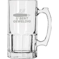 Libbey Gegraveerde Bierpul 1ltr Juf u bent geweldig