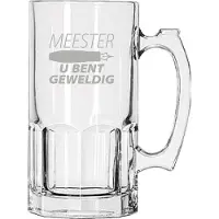 Libbey Gegraveerde Bierpul 1ltr Meester u bent geweldig