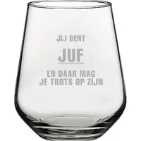Pasabahce Gegraveerde Drinkglas 42,5cl Jij bent Juf en daar mag je trots op zijn