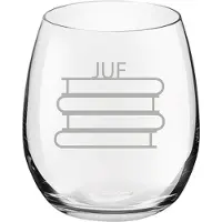 Royal Leerdam Gegraveerde Drinkglas 39cl Juf met boeken