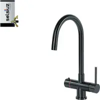 Selsiuz Inox kokend water kraan met titanium combi extra boiler en C-uitloopkraan gunmetal