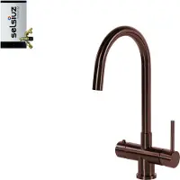 Selsiuz Inox kokend water kraan met titanium combi extra boiler en C-uitloopkraan copper