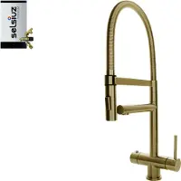 Selsiuz Inox XL kokend water kraan met titanium combi extra boiler gold